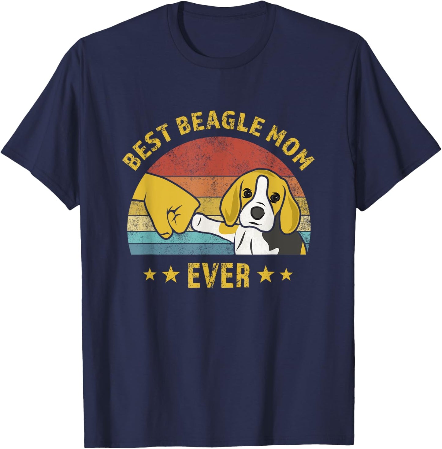Cute Best Beagle Mom Ever Vintage Puppy Lover Design T-Shirt - T-Shirt | Navy