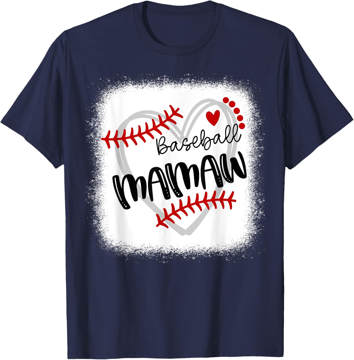 Personalized Baseball Heart Cute Mamaw Women Baseball T-Shirt - T-Shirt | Navy