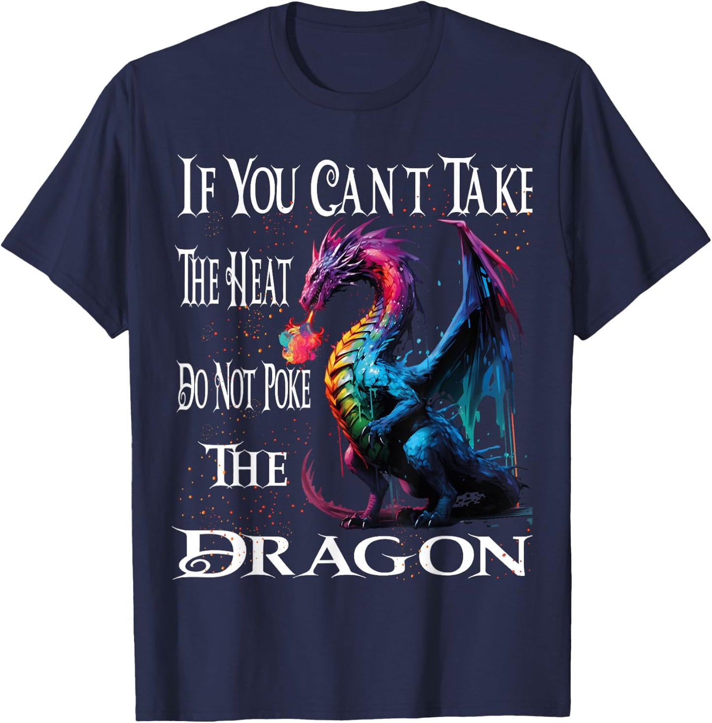 Flying Mythical Creature Cool Dragon Flame-Spewing Dragon T-Shirt - T-Shirt | Navy