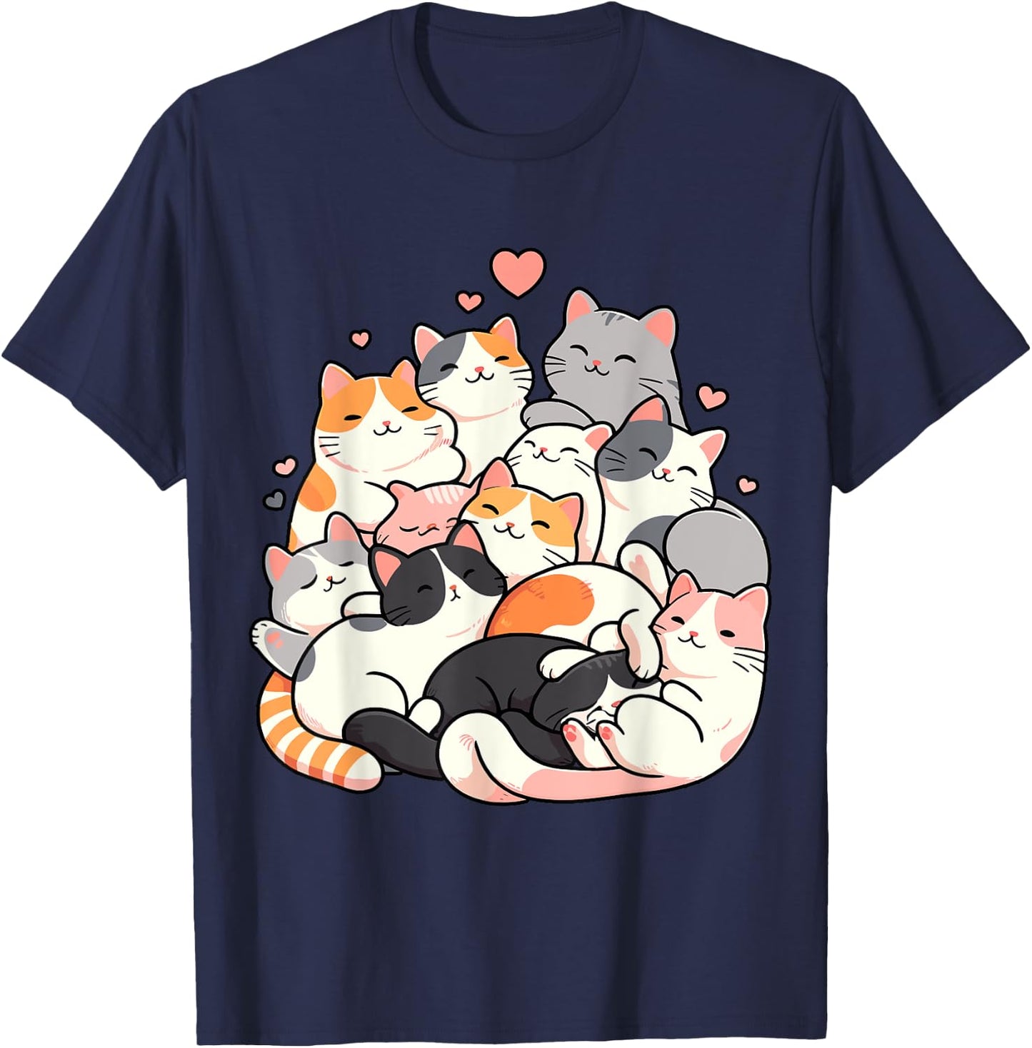 Cute Cats Kitty Anime Kawaii T-Shirt - T-Shirt | Navy