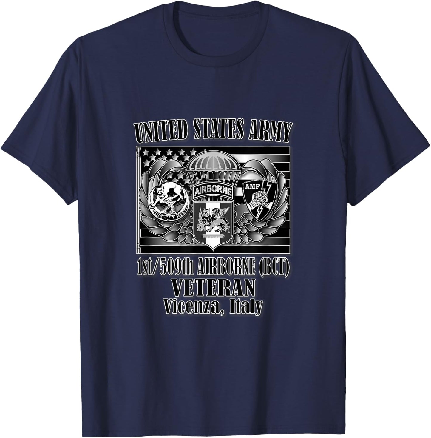 1/509th Airborne (BCT) Veteran (Front Design) T-Shirt - T-Shirt | Navy