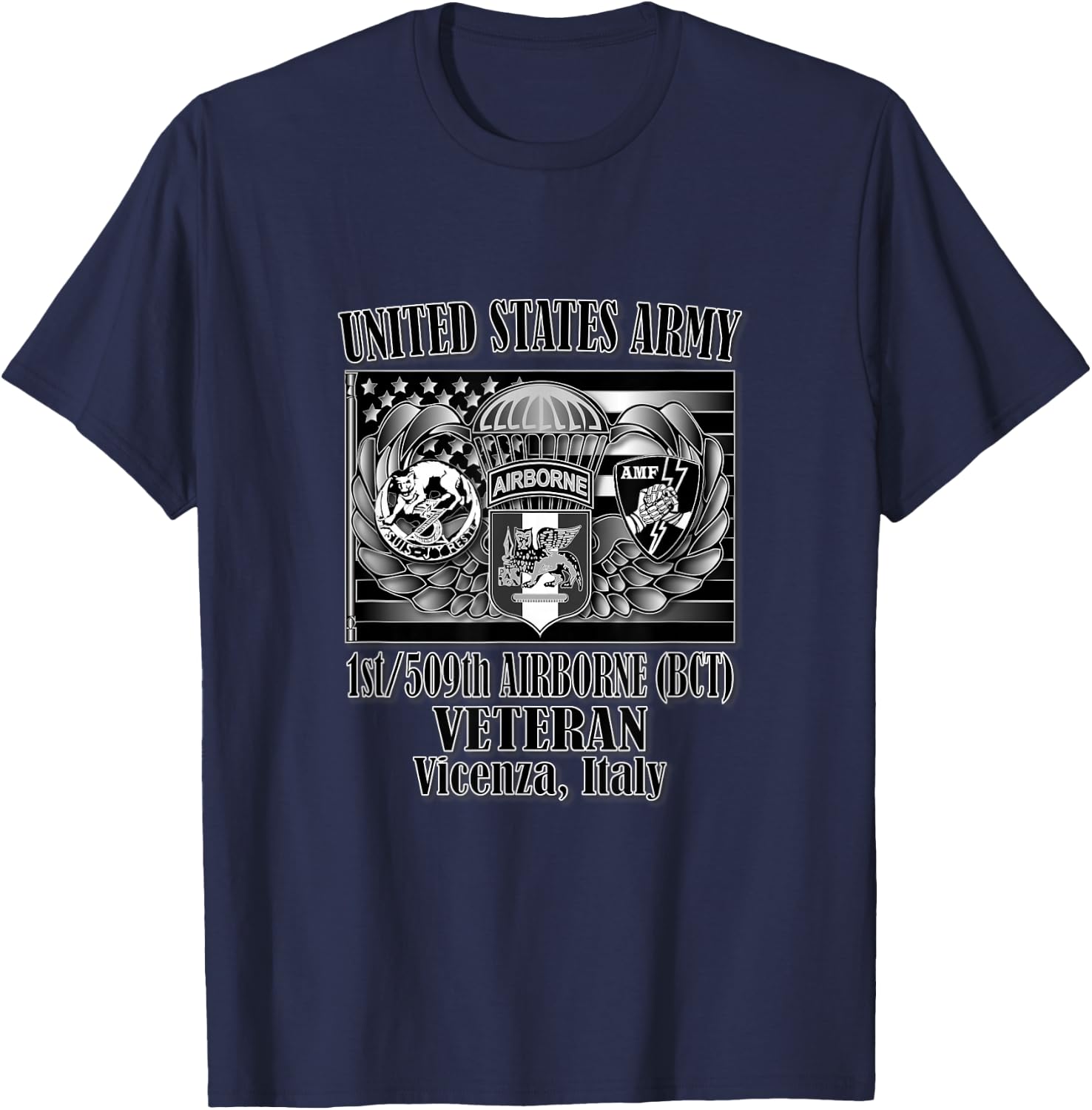 1/509th Airborne (BCT) Veteran (Front Design) T-Shirt - T-Shirt | Navy