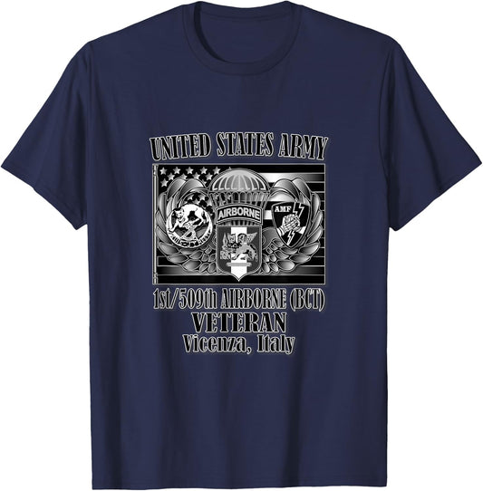 1/509th Airborne (BCT) Veteran (Front Design) T-Shirt - T-Shirt | Navy