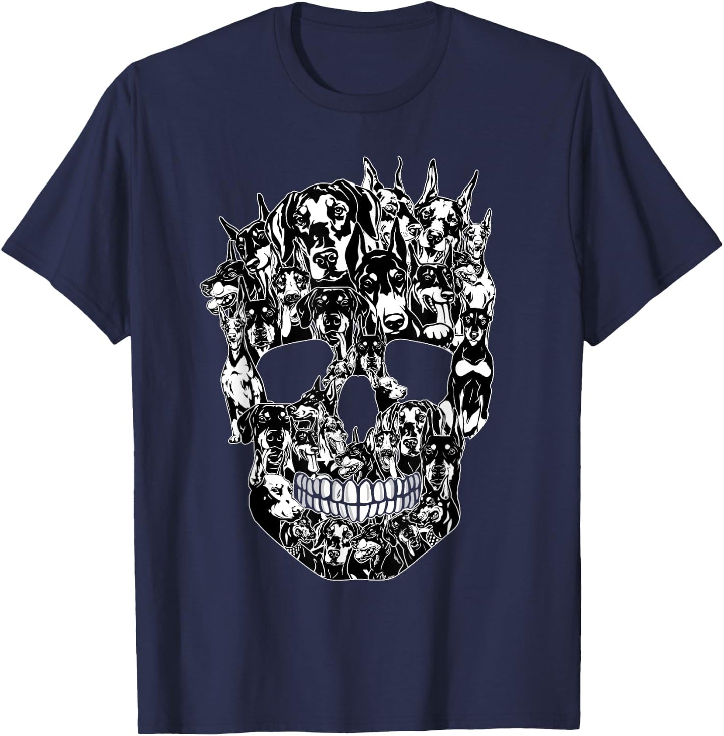 Funny Dog Lover Doberman Skull Halloween Costume T-Shirt - T-Shirt | Navy