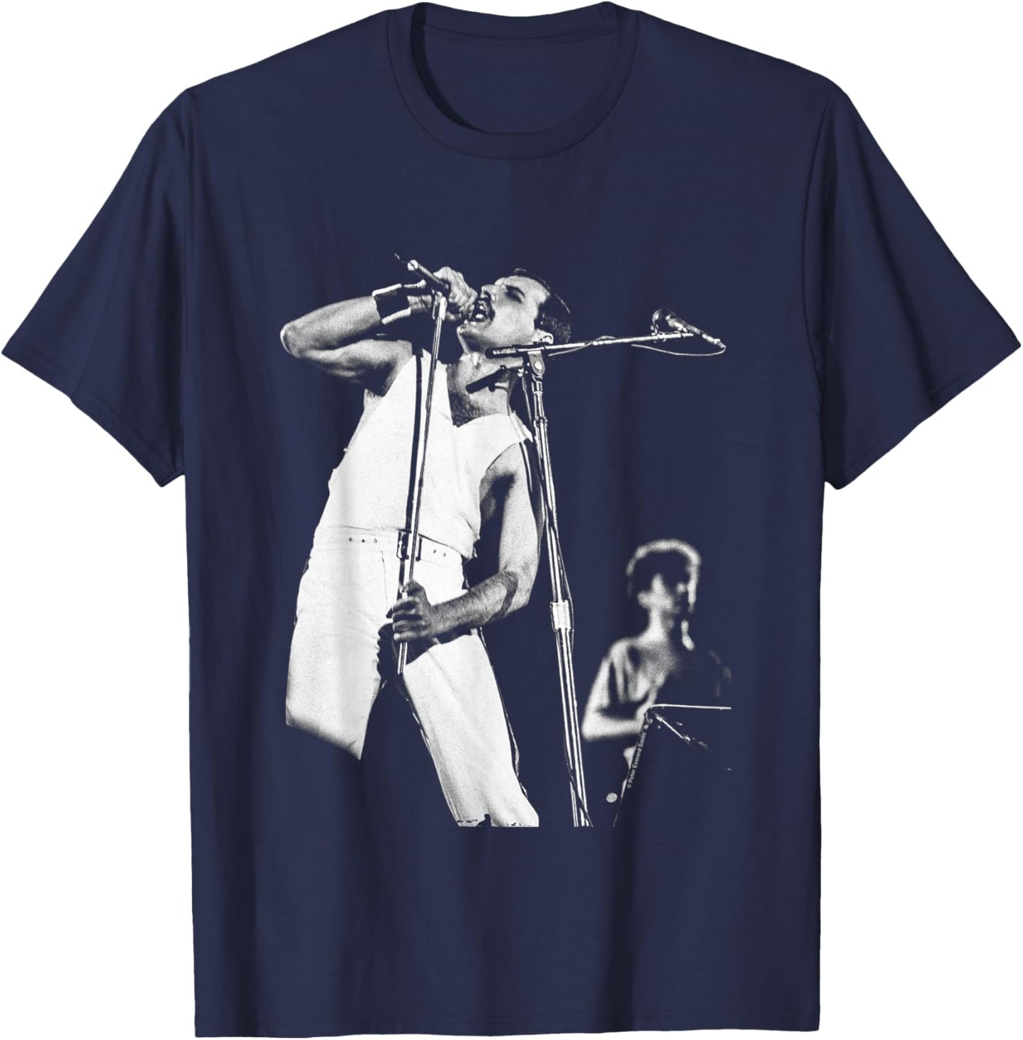 Freddie Mercury John Deacon Queen On Stage By Everard Smith T-Shirt - T-Shirt | Navy