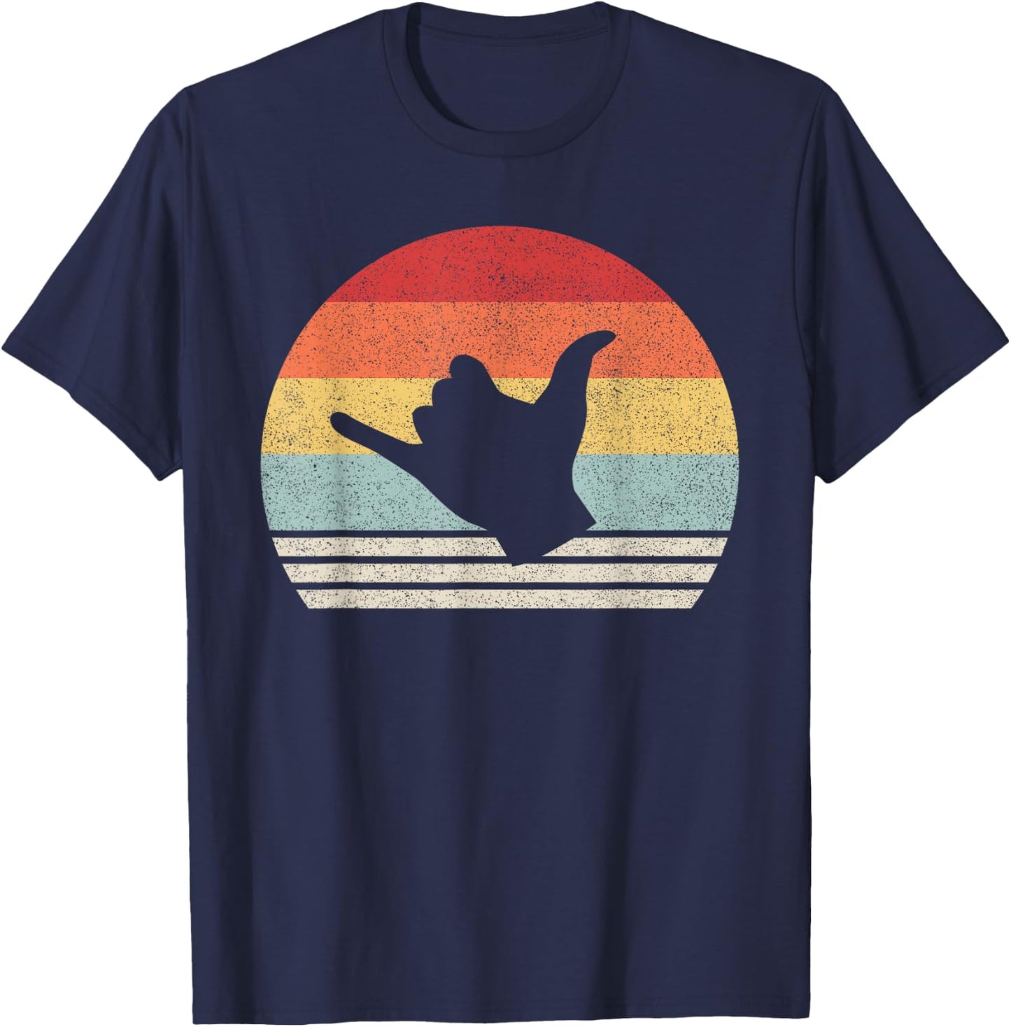 Retro Shaka Sign Shirt Surf Sign Gift Vintage Surfer Surfing T-Shirt - T-Shirt | Navy