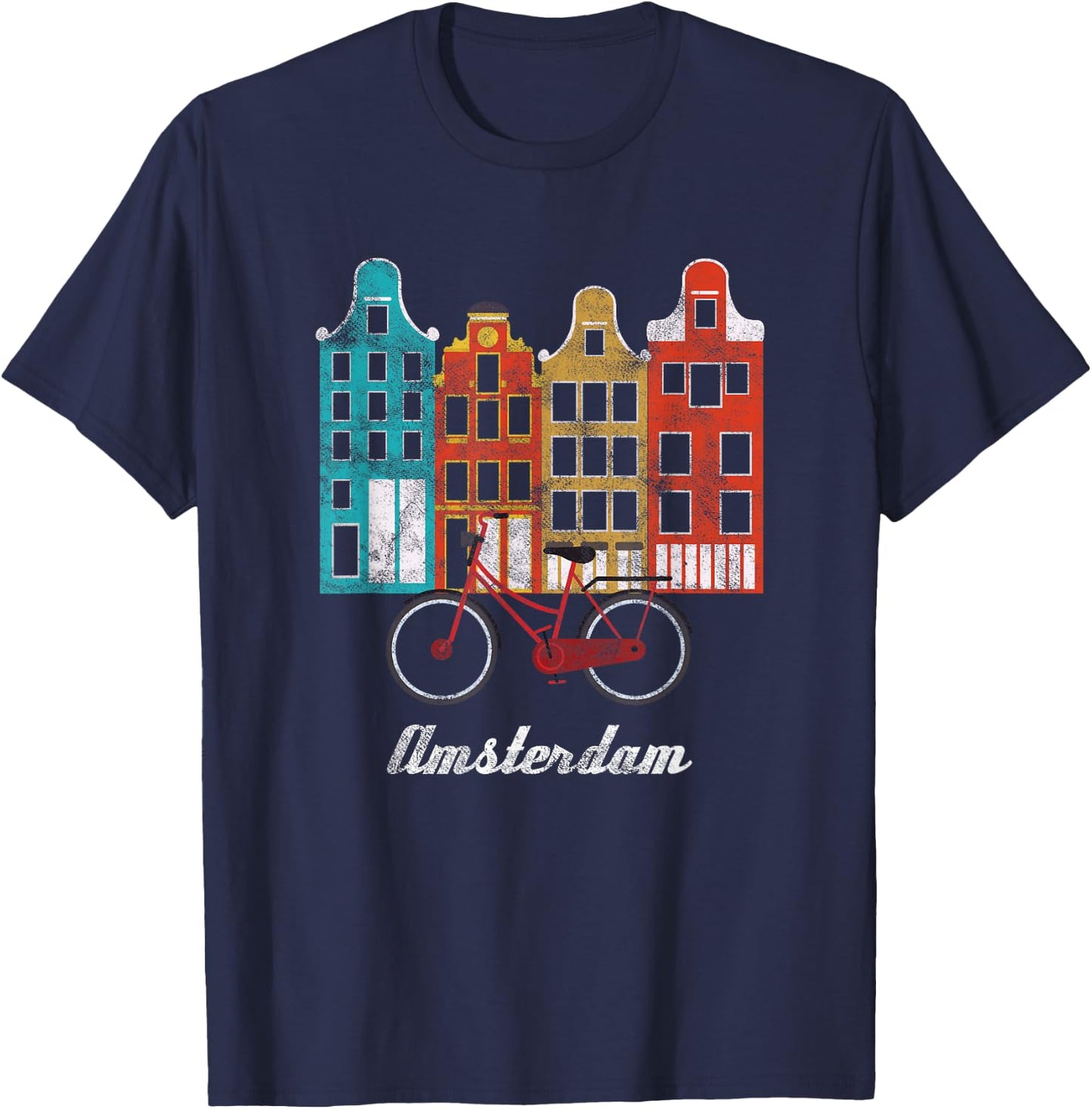 Europische Niederlndische Amsterdam Geschenke Amsterdam Netherlands Cultural Heritage Europe Travel Bicycle T-Shirt - T-Shirt | Navy