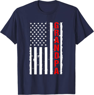 Grandpa USA Flag Firefighter Thin Red Line Fireman Gift T-Shirt - T-Shirt | Navy