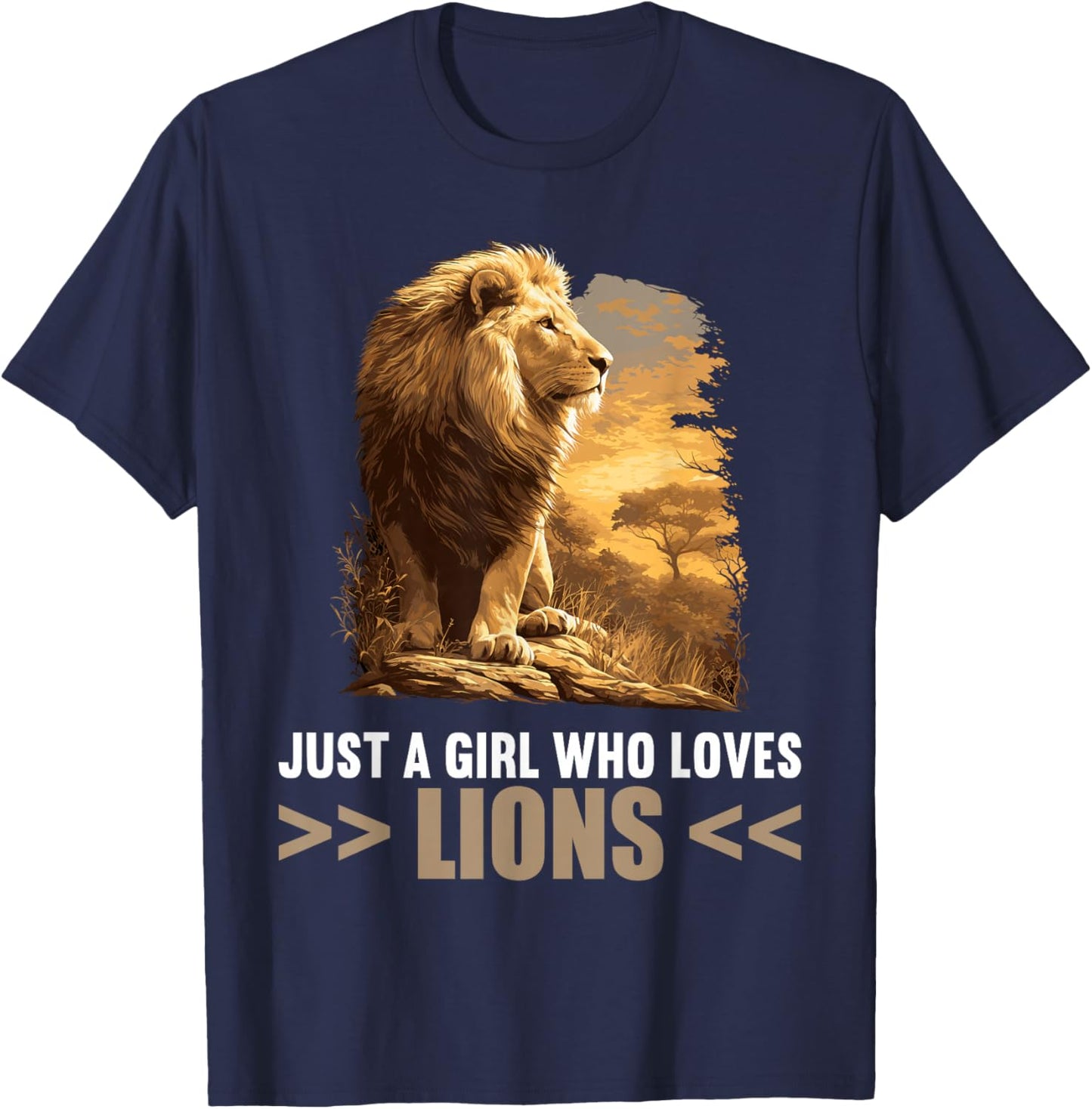 Just a Girl who loves Lions Lion T-Shirt - T-Shirt | Navy