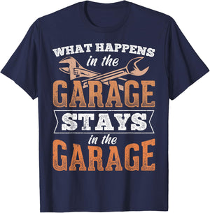 What happens in garage stays in garage - auto labor car T-Shirt - T-Shirt | Navy