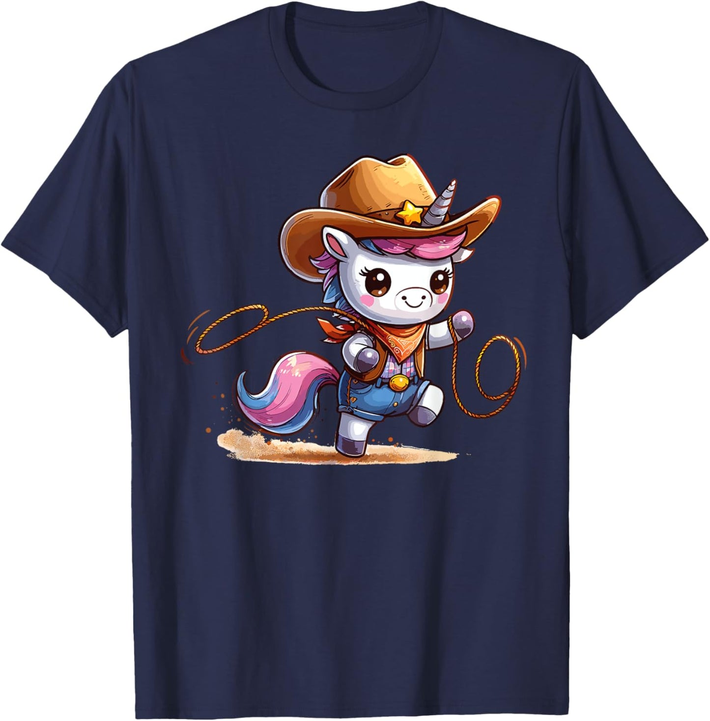Western Rodeo Cowboy Hat Unicorn Texas Animals T-Shirt - T-Shirt | Navy