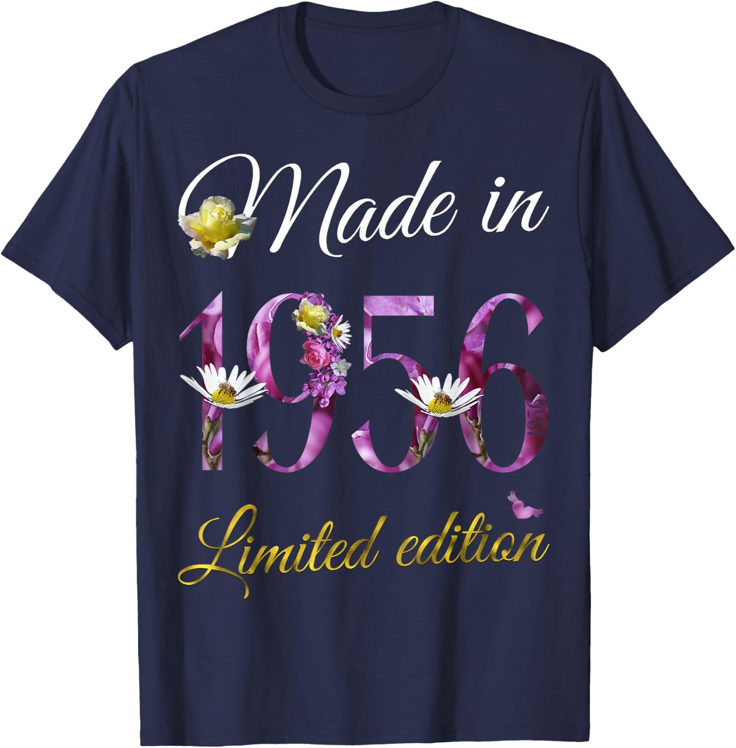 Made in 1956 69 Year Old Floral 1956 69th Birthday Gift T-Shirt - T-Shirt | Navy