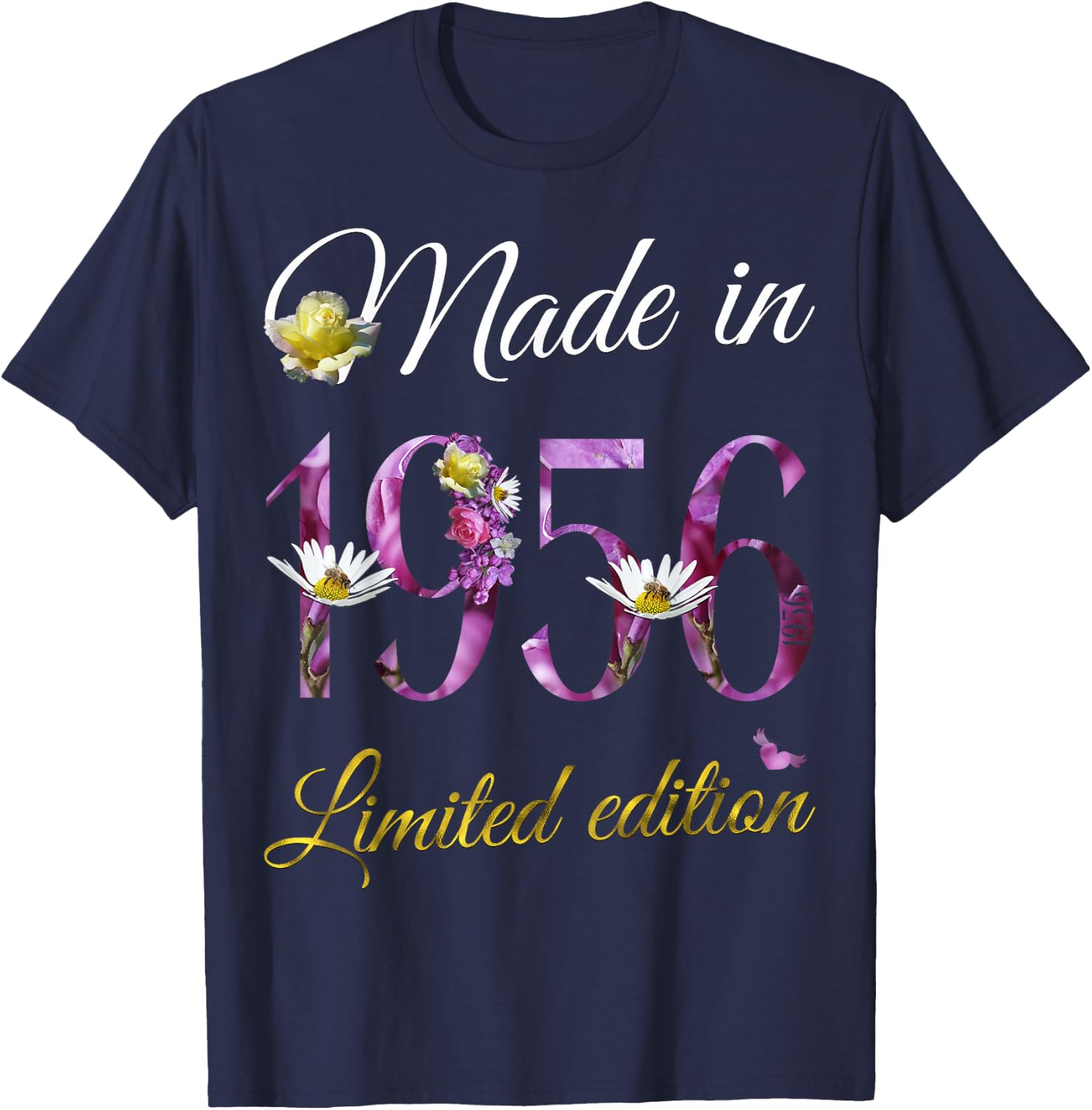Made in 1956 69 Year Old Floral 1956 69th Birthday Gift T-Shirt - T-Shirt | Navy
