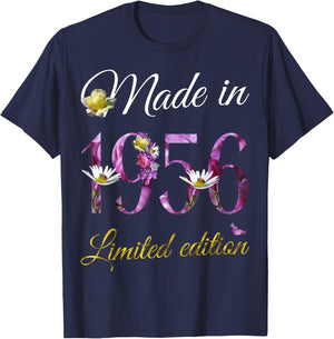 Made in 1956 69 Year Old Floral 1956 69th Birthday Gift T-Shirt - T-Shirt | Navy