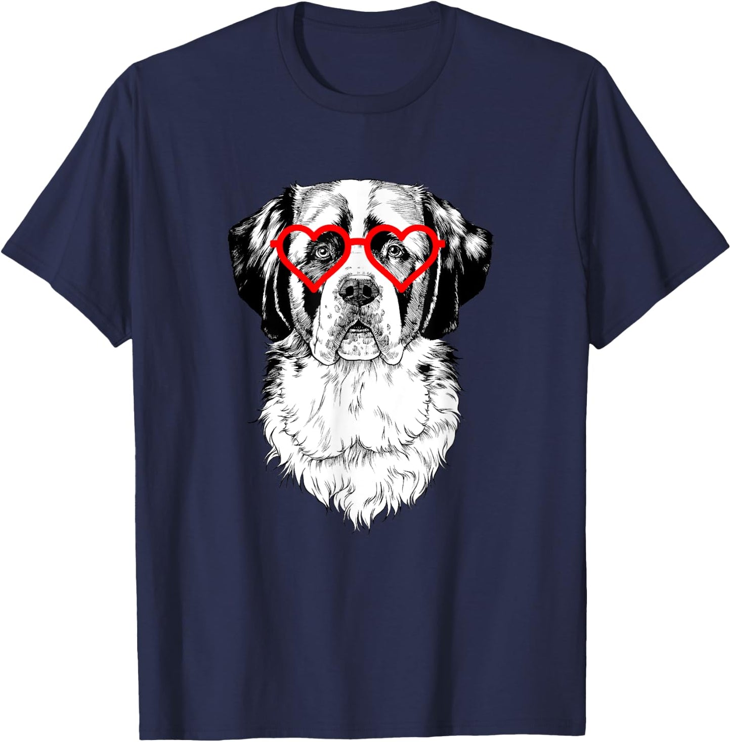 Saint Bernard Valentines Day Dog mom Dog Lover T-Shirt - T-Shirt | Navy
