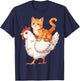Cat Riding Chicken Women Kids T-Shirt - T-Shirt | Navy