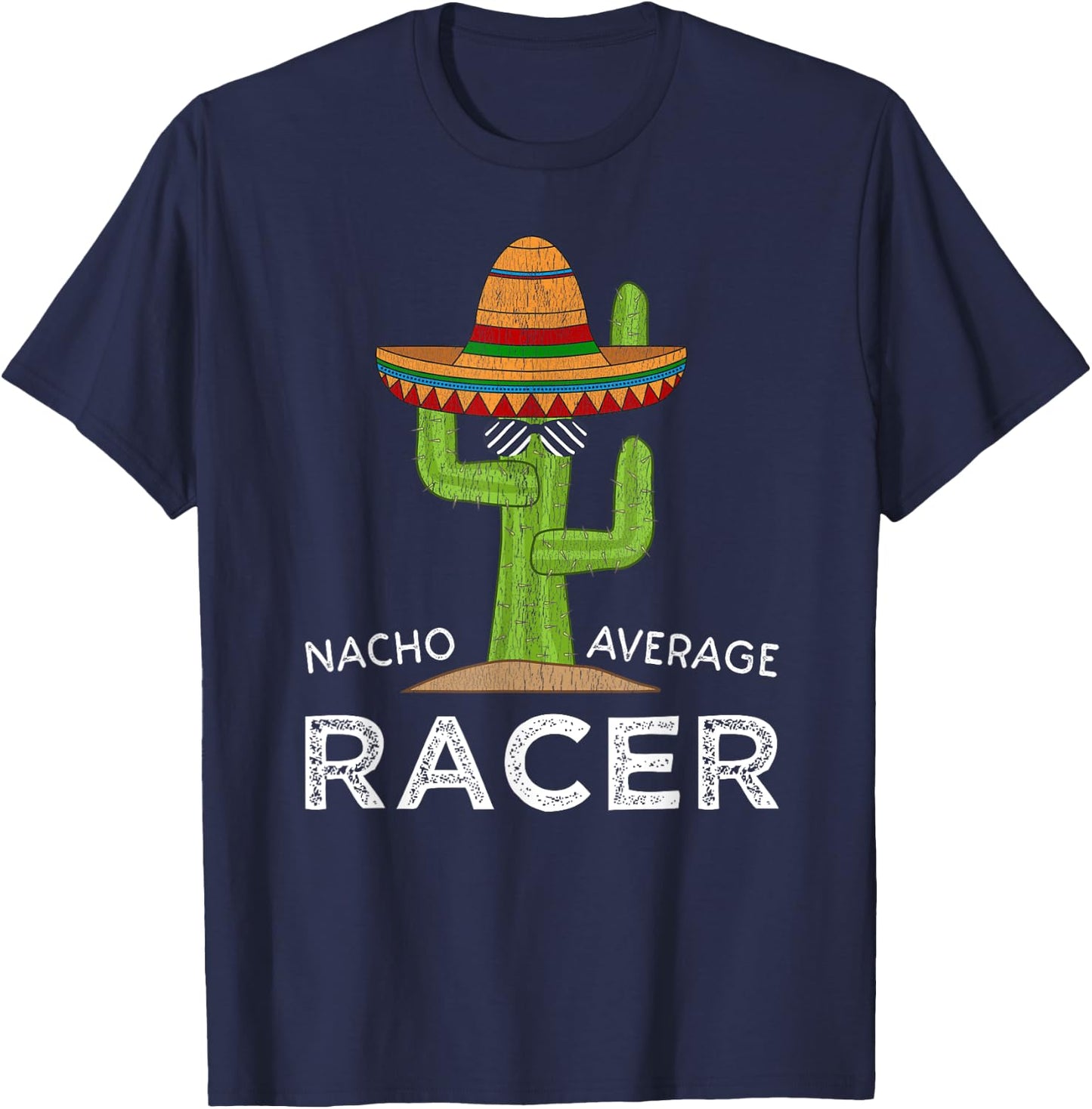 Cartba Racing Co. Fun Hilarious Racer Humor Saying | Nacho Average Racer Funny Racing - Black, -Adults, Kids, Short Sleeve, Cotton 60%, Polyester 40% T-Shirt - T-Shirt | Navy