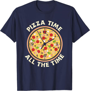 Pizza Time All The Time - Funny Pizza Lover T-Shirt - T-Shirt | Navy
