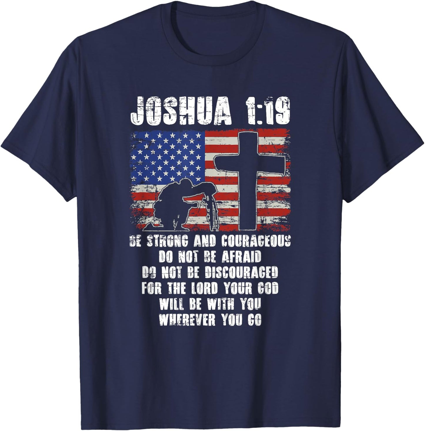 Holy Bible Verse Patriotic Christian Gift USA Flag Prayer T-Shirt - T-Shirt | Navy