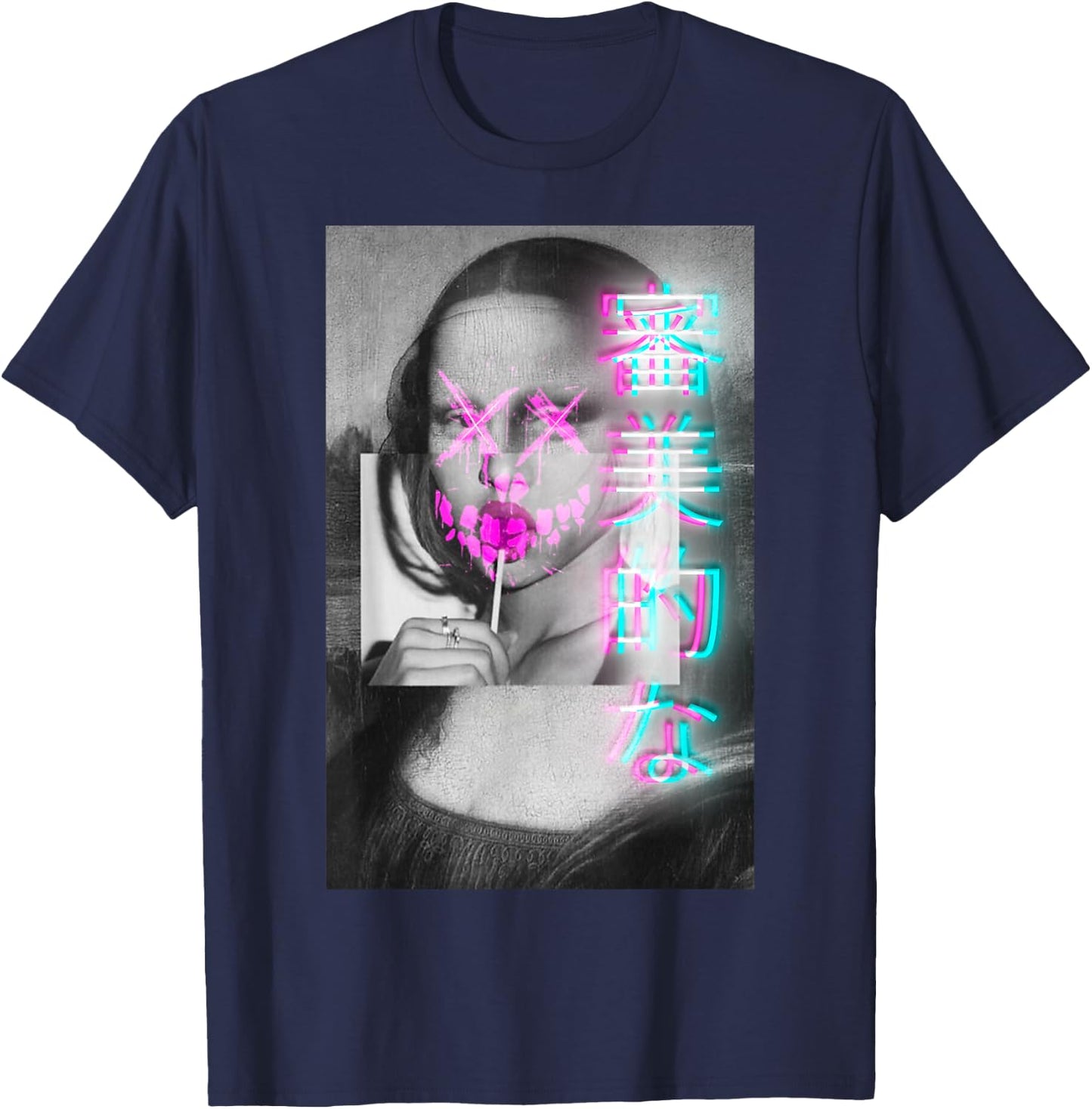 Aesthetic Vaporwave Japanese Futurism Anime Retro Hentai T-Shirt - T-Shirt | Navy