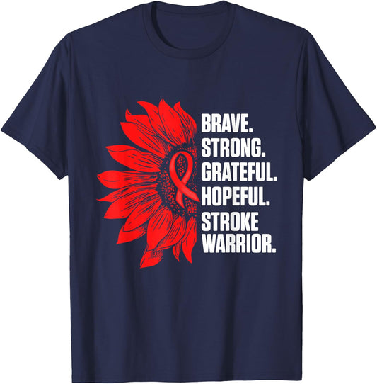 Stroke Awareness Survivor Pride Strong Warrior T-Shirt - T-Shirt | Navy