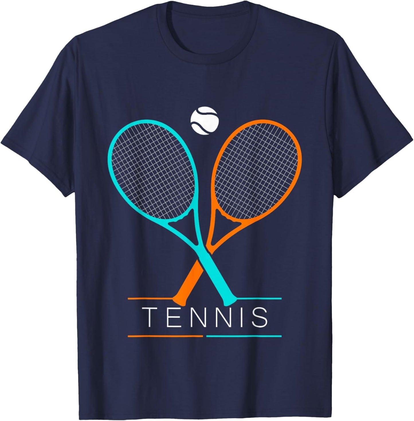 Tennis Women Men Children Tennis Racket & Ball T-Shirt - T-Shirt | Navy