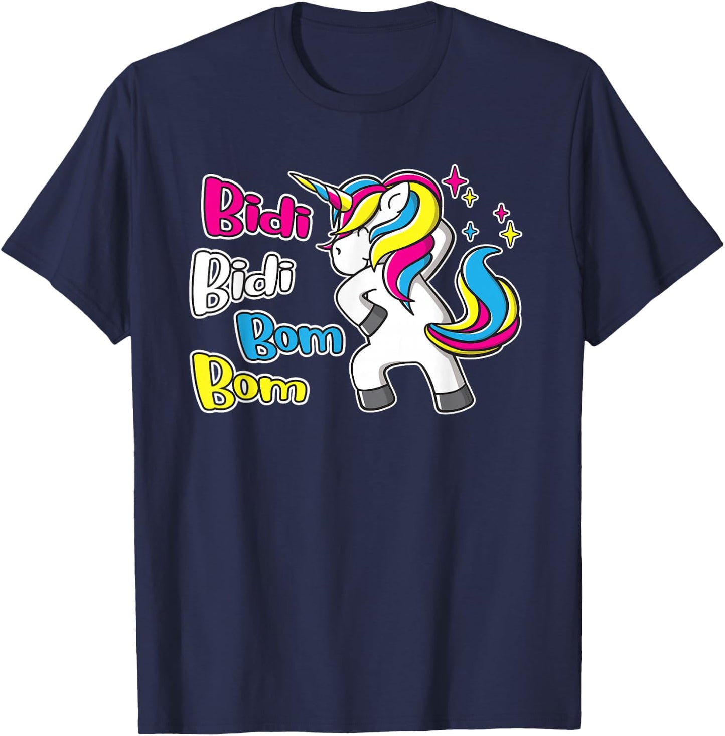Bidi Bidi Bom Bom Dancing Rainbow Unicorn Latina Cumbia T-Shirt - T-Shirt | Navy
