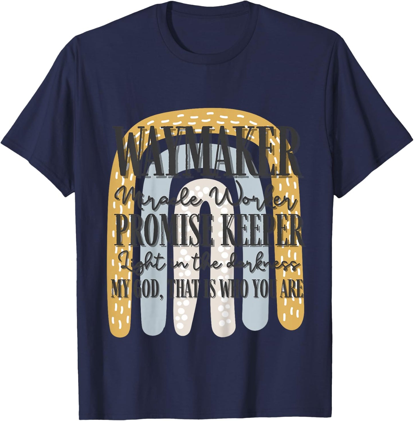 Kids Waymaker Miracle Worker Rainbow Christian T-Shirt - T-Shirt | Navy