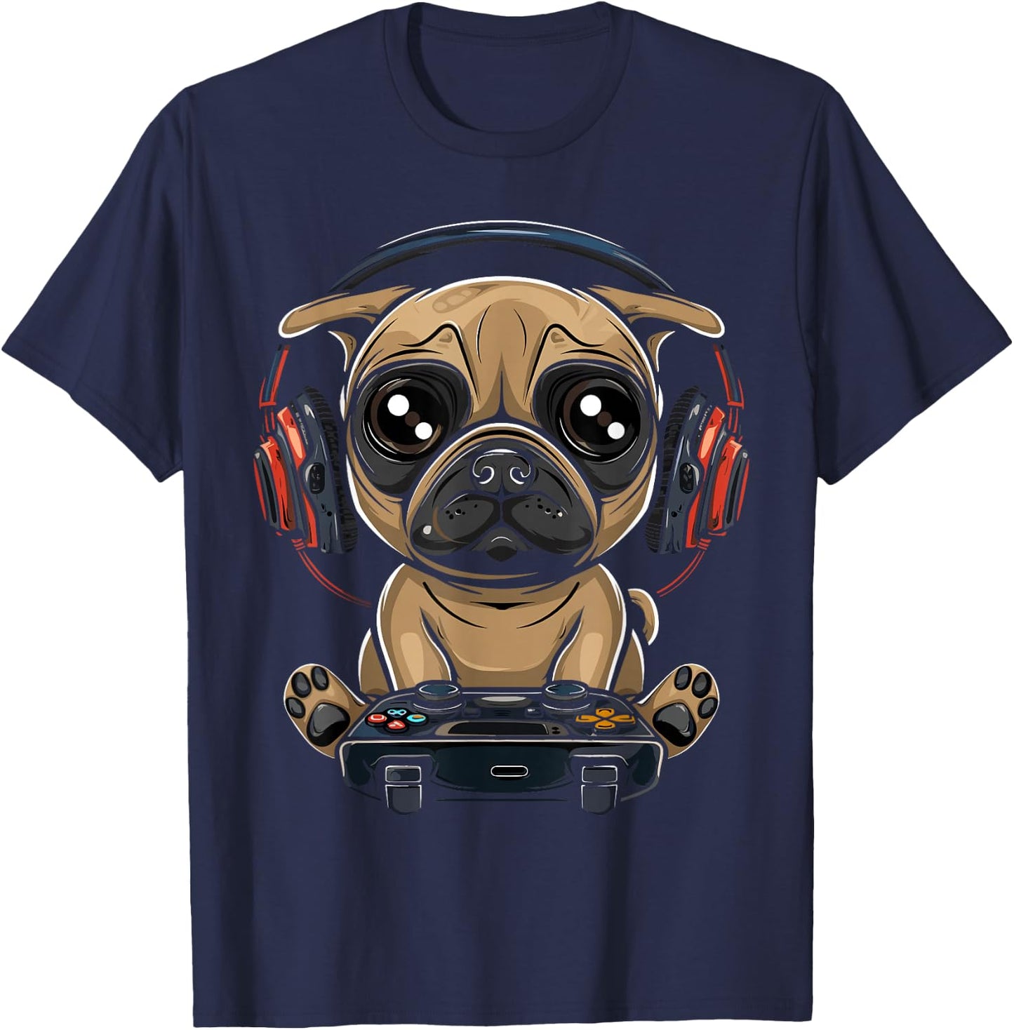 Gamer Pug Gaming Pugs Video Game Dog Lover For Boys Girls T-Shirt - T-Shirt | Navy