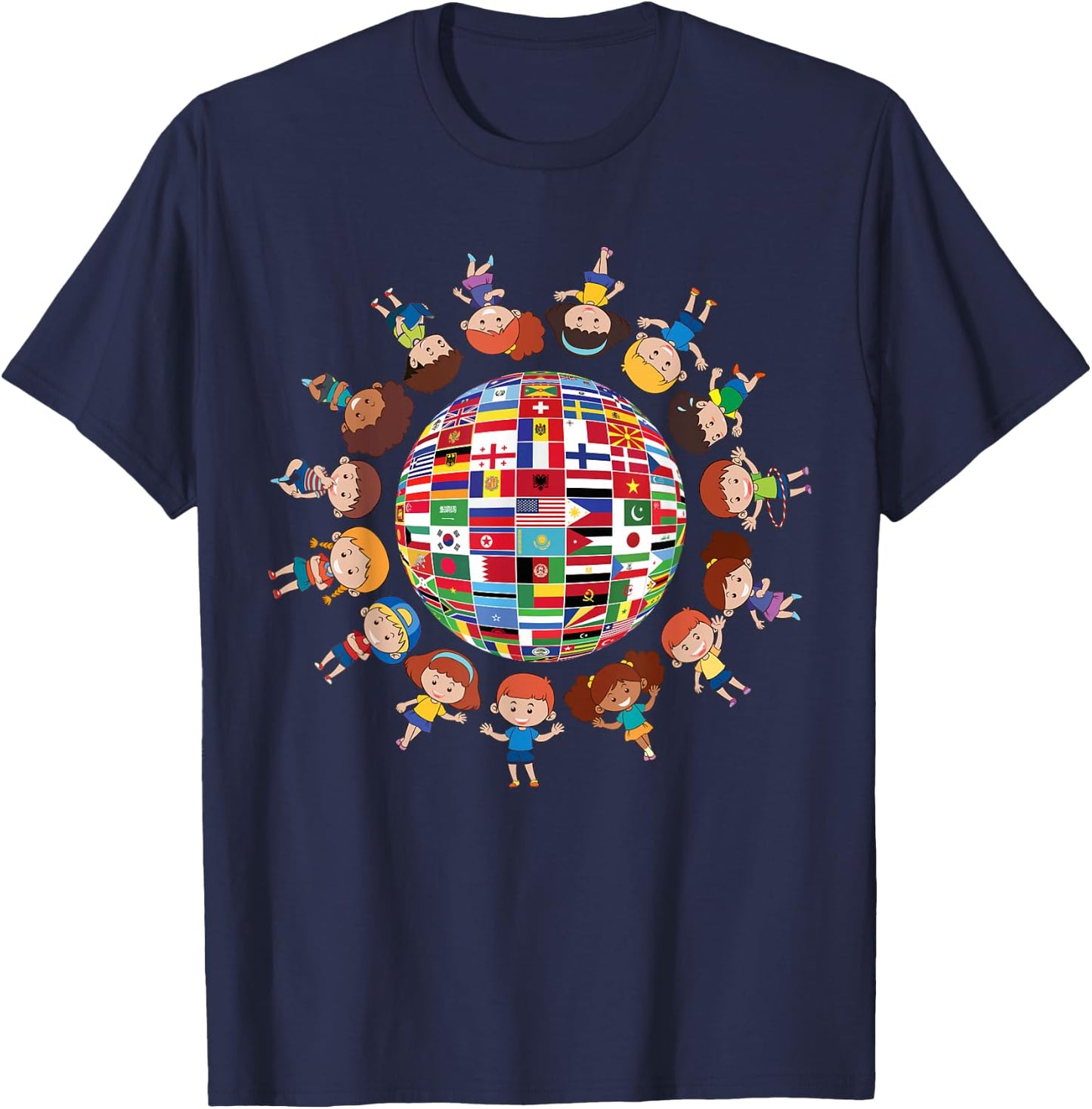 Flags Of The World Cultural Diversity Kids Around The Globe T-Shirt - T-Shirt | Navy