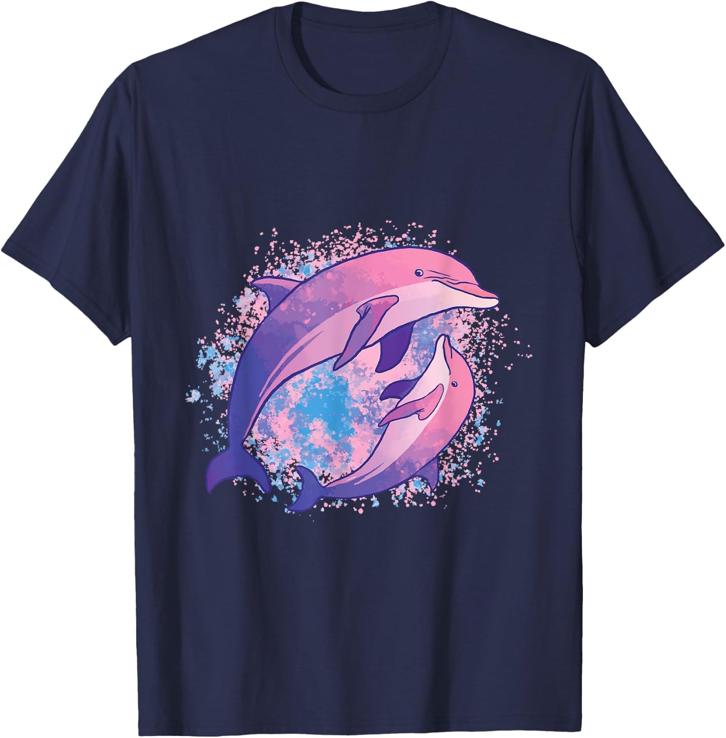 Cute Tie-dye Dolphin shirt Parent And Child Dolphins T-Shirt - T-Shirt | Navy