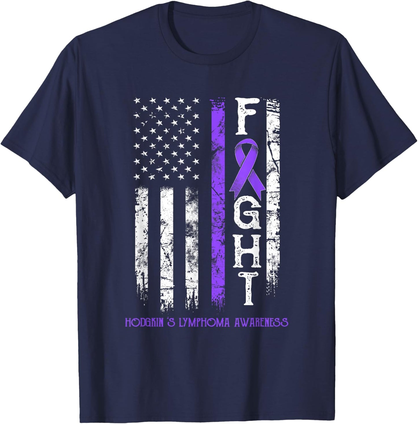 Hodgkin's Lymphoma Warrior US Flag T-Shirt - T-Shirt | Navy
