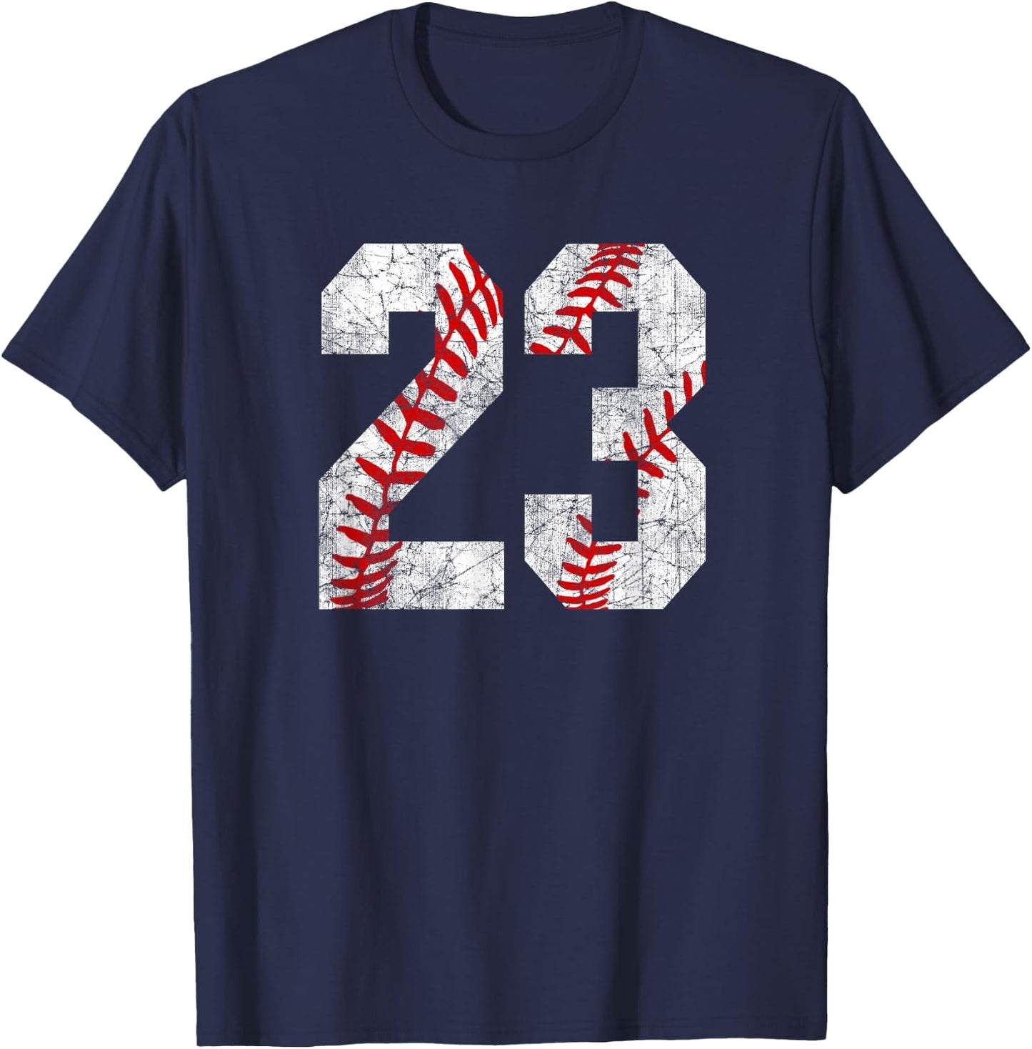 Vintage Worn Baseball Mom #23 Jersey Baseball Number 23 T-Shirt - T-Shirt | Navy