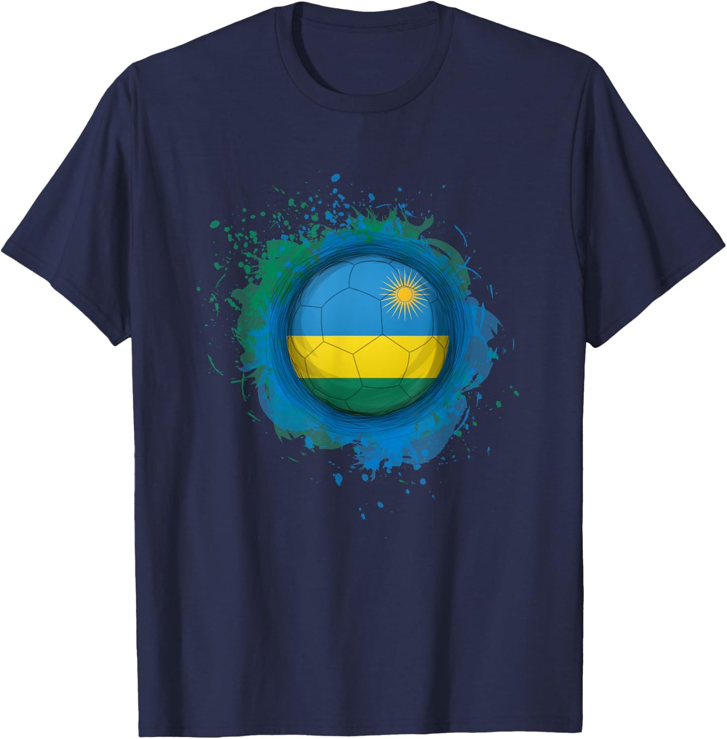 Proud Heritage Rwanda Flag Soccer Ball T-Shirt - T-Shirt | Navy