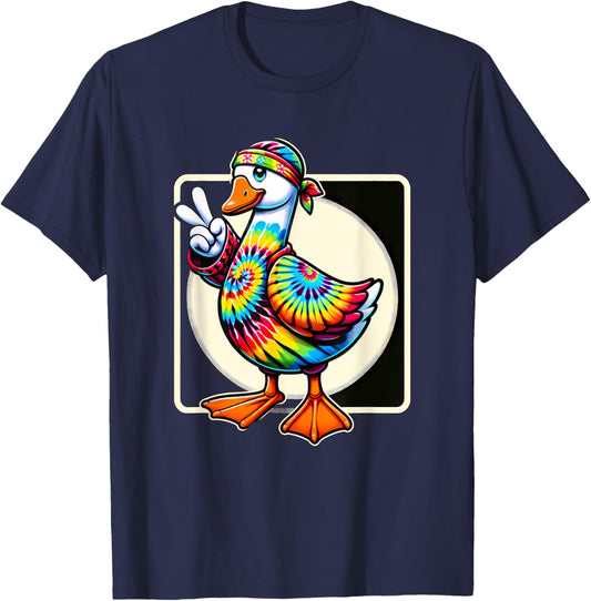 Peace Sign Tie Dye Goose T-Shirt - T-Shirt | Navy