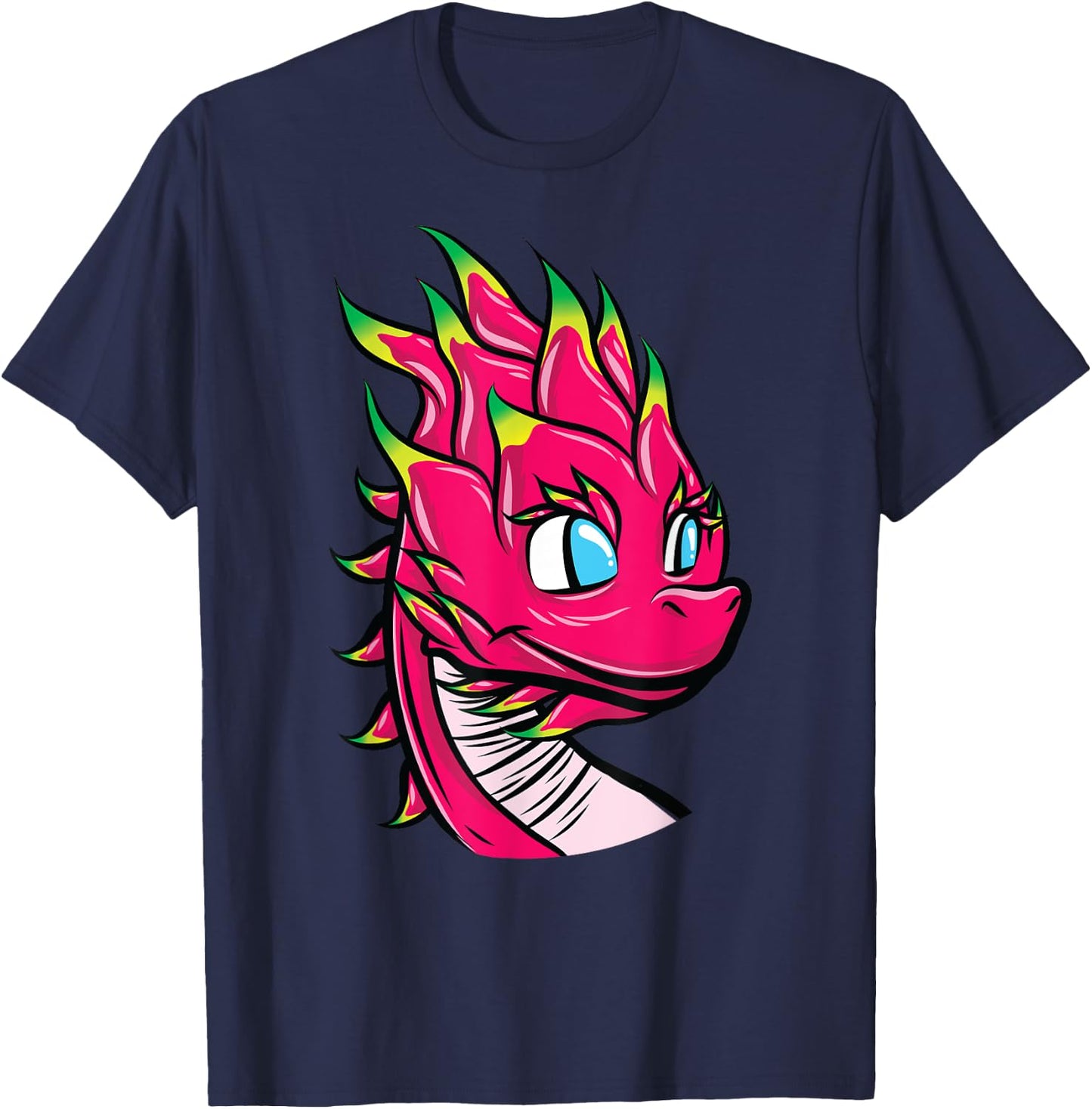 Cute Cartoon Pitaya Dragon Fruit with Dragon Head T-Shirt - T-Shirt | Navy