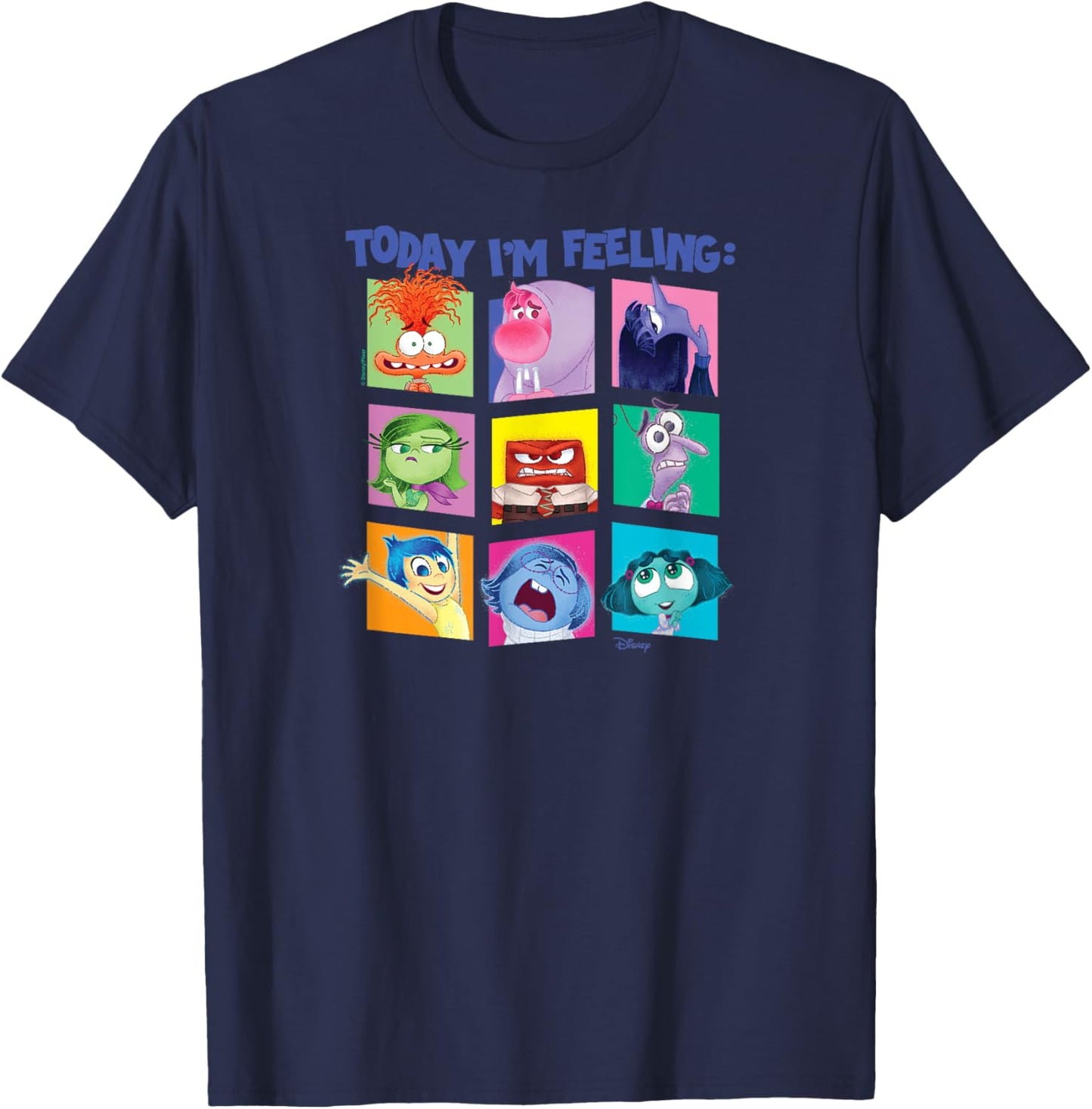 Inside Out 2 - Today I'm Feeling Emotion Characters Grid T-Shirt - T-Shirt | Navy