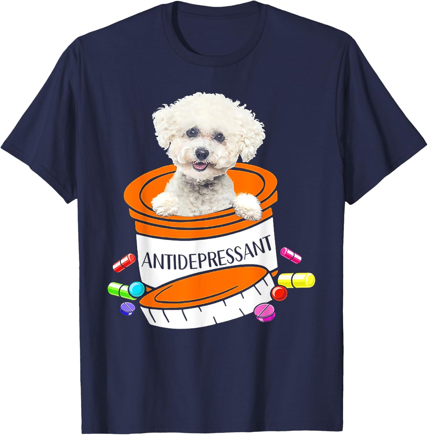 Bichon Frise antidepressant T-Shirt - T-Shirt | Navy