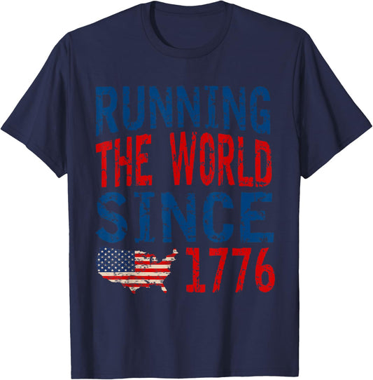 Running The World Since 1776 Vintage T-Shirt - T-Shirt | Navy