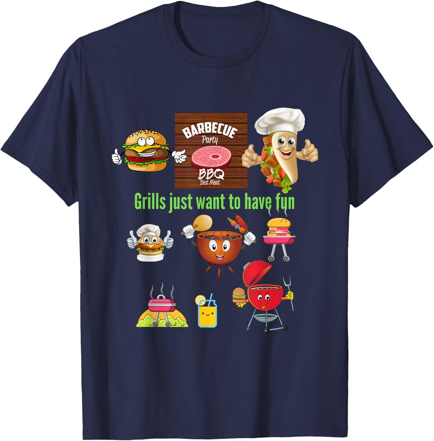 Grills Just Want To Have Fun BBQ Grill Master Grilling Dad T-Shirt - T-Shirt | Navy