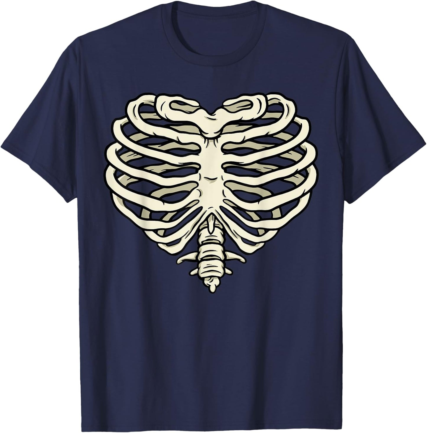 Halloween Costume Heart Shape of a Skeleton Rib Cage T-Shirt - T-Shirt | Navy