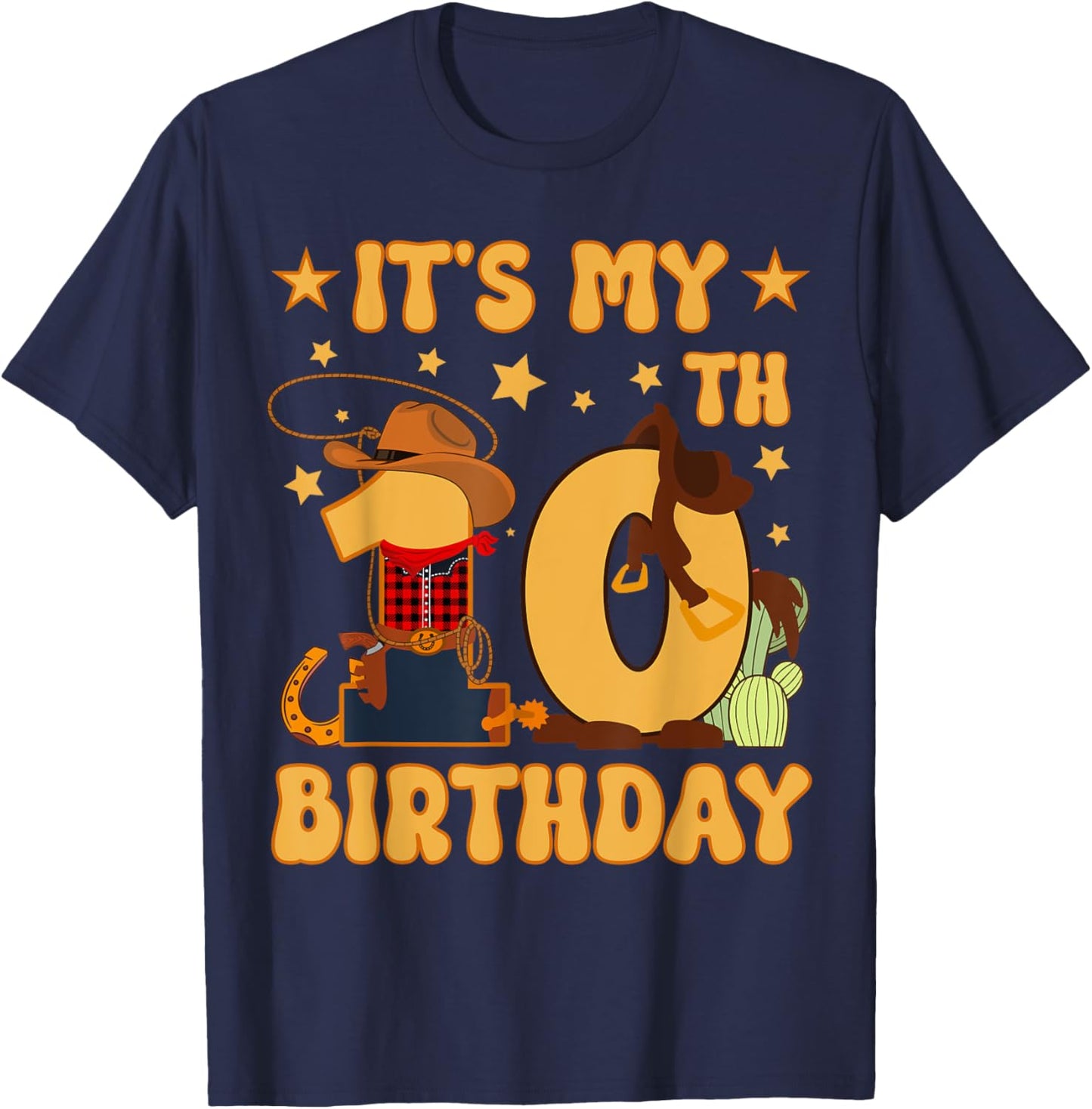 It's My 10th Birthday Cowboy Rodeo Horse 10 Year Old Boy T-Shirt - T-Shirt | Navy