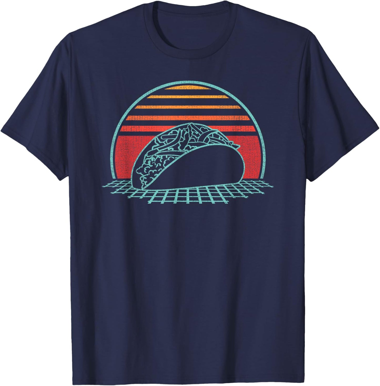 Taco Retro Mexican Food Tuesday Vintage 80s Style Gift T-Shirt - T-Shirt | Navy