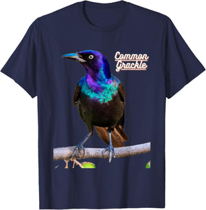 Common Grackle Bird Watchers Bird Lovers T-Shirt - T-Shirt | Navy