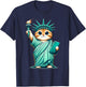 Cute Kawaii Cat Statue of Liberty I Love New York NYC T-Shirt - T-Shirt | Navy