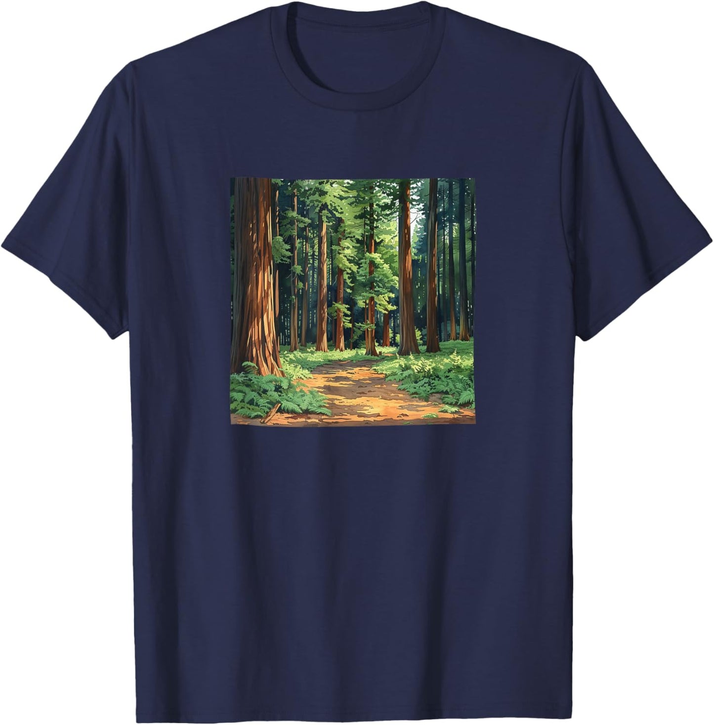 Redwood Trees Forest Graphic T-Shirt - T-Shirt | Navy