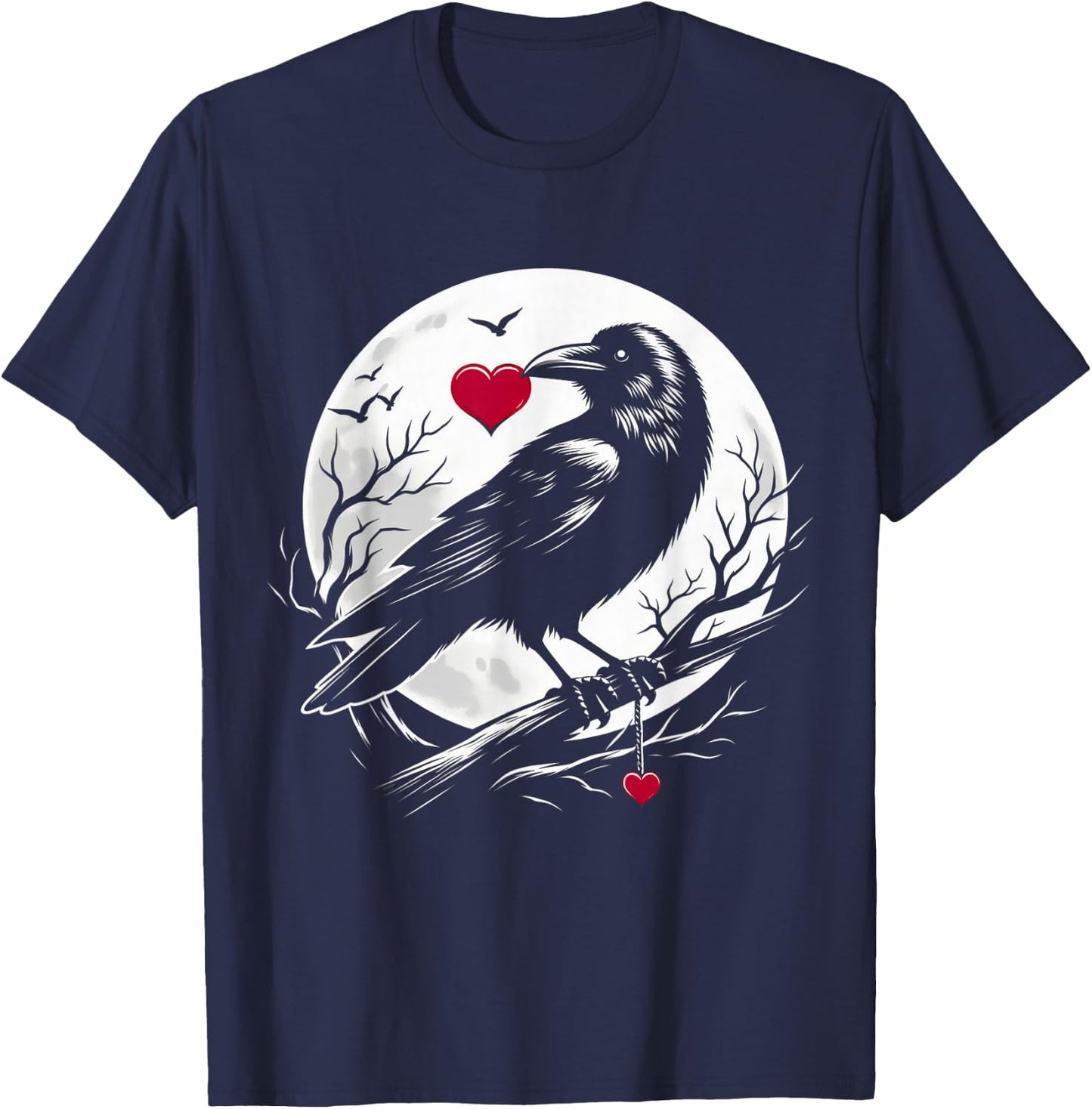 Goth Raven Heart - Dark Love - Gothic Valentines Day T-Shirt - T-Shirt | Navy