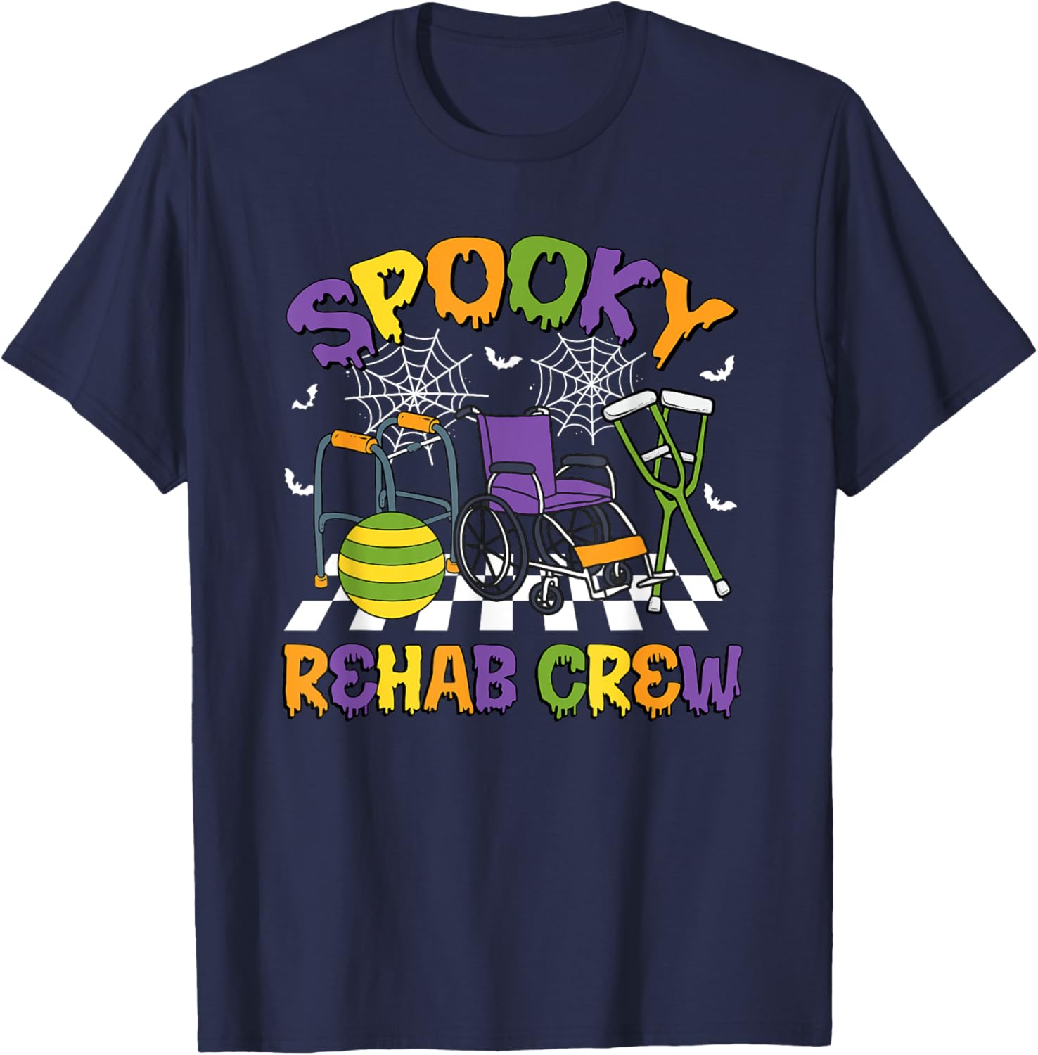 Retro Spooky Rehab Crew Rehab Nurse Halloween Costumes T-Shirt - T-Shirt | Navy