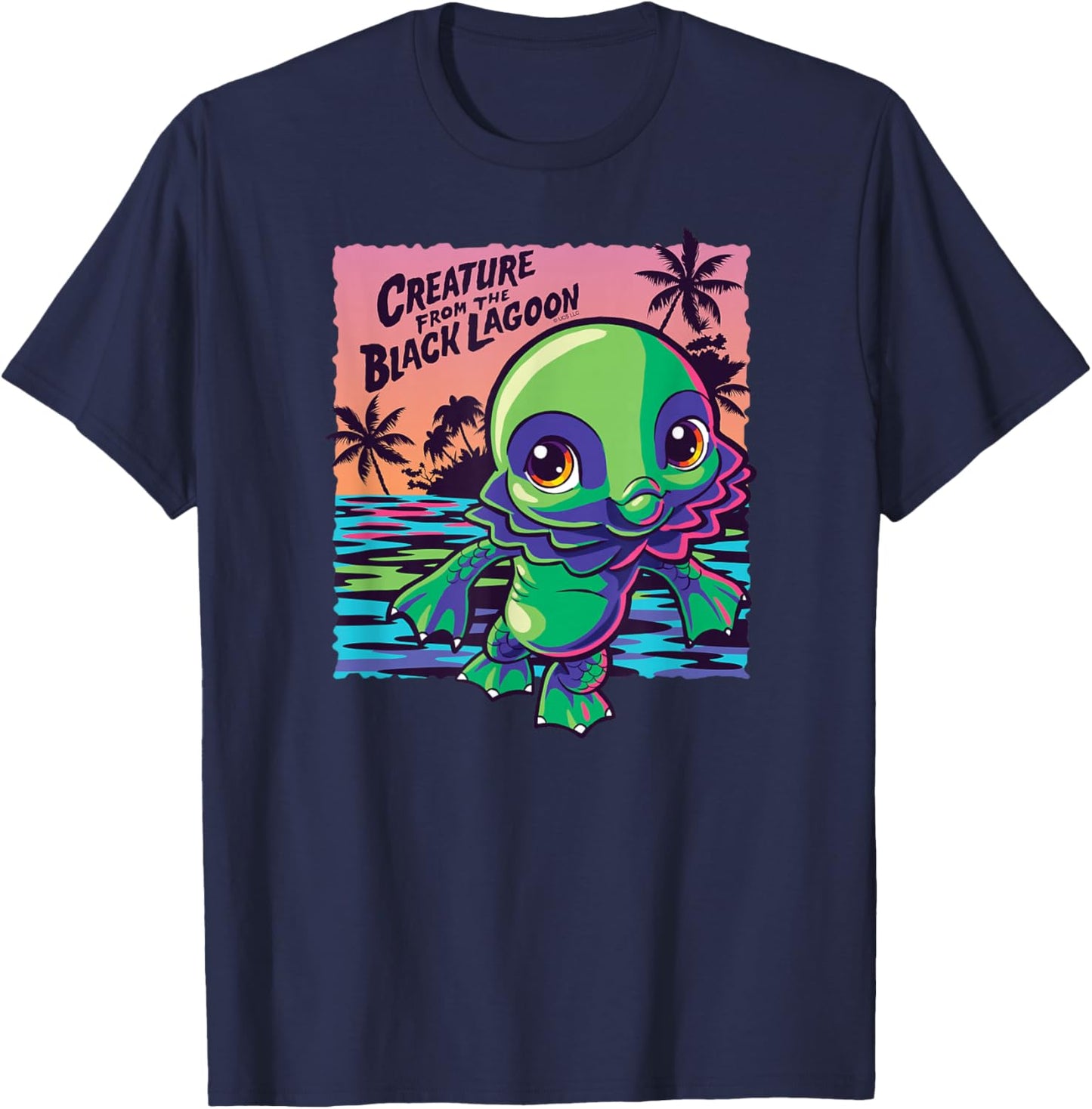 Universal Monsters Creature from the Black Lagoon Kawaii T-Shirt - T-Shirt | Navy