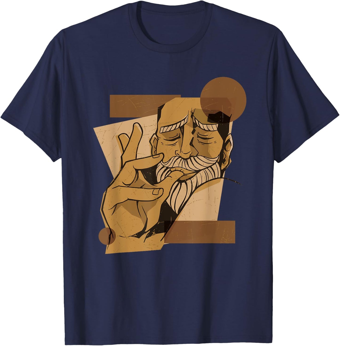 Man Licking Fingers Lick Food Delicious Cartoon T-Shirt - T-Shirt | Navy